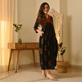 Gulbagh Black V Neck Dress