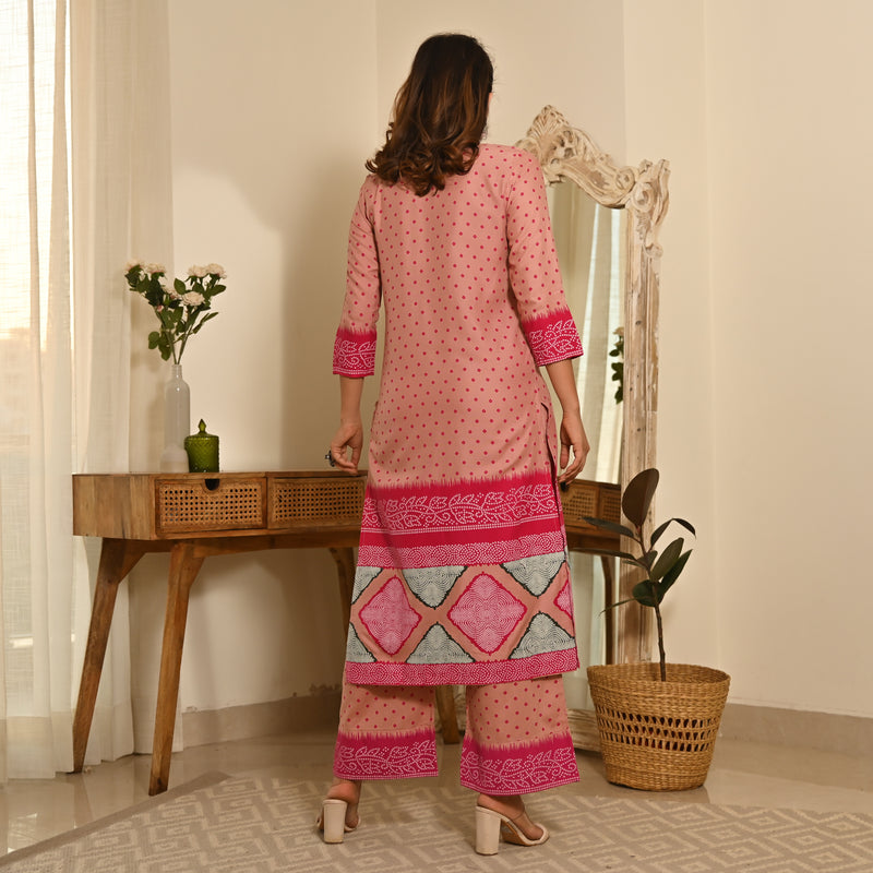 Pink Polka Dot Kurta Set