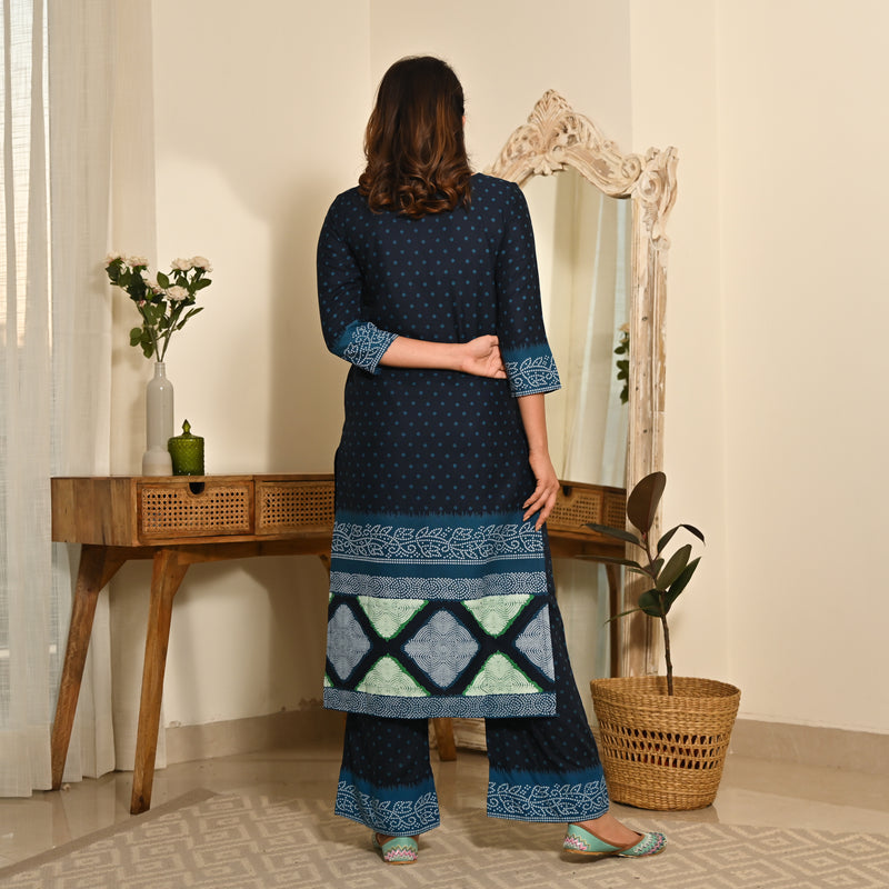 Indigo Polka Dot Kurta Set