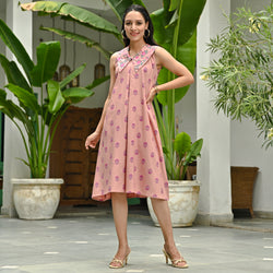 Blush Pink Floral Collared Dress