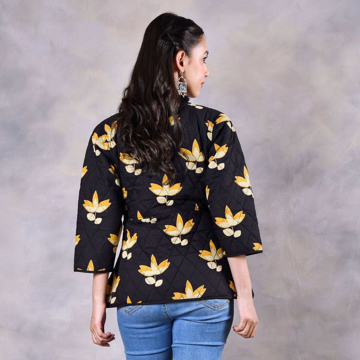 Water Lily Black Quilted Jacket