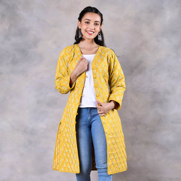 Snowdrop Mustard Reversible Quilted Jacket