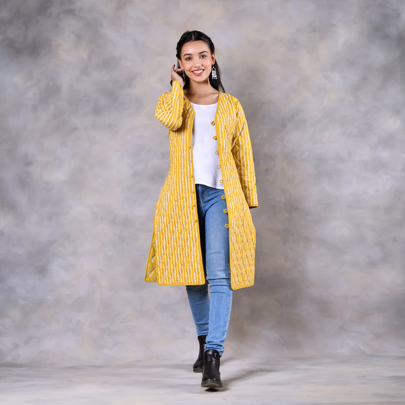 Snowdrop Mustard Reversible Quilted Jacket