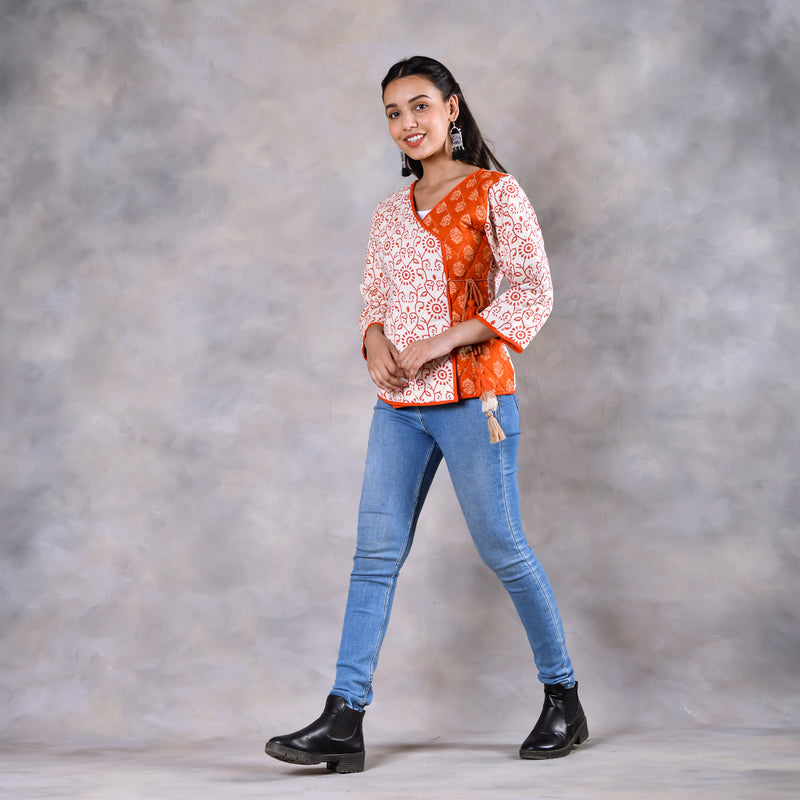Morning Glory Off White & Rust Quilted Jacket