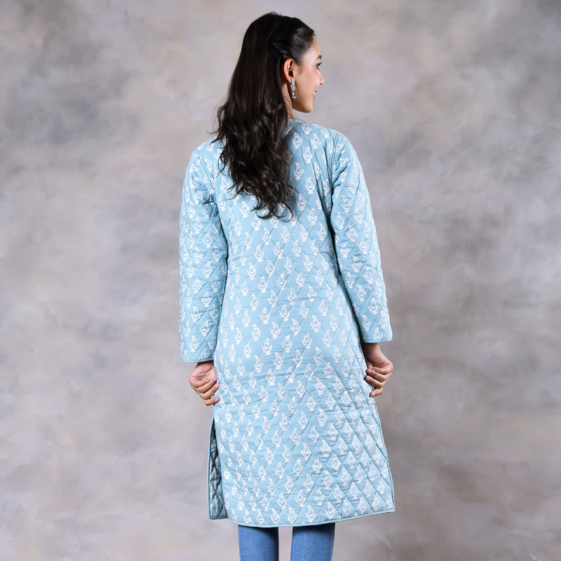 Snowdrop Powder Blue Reversible Quilted Jacket