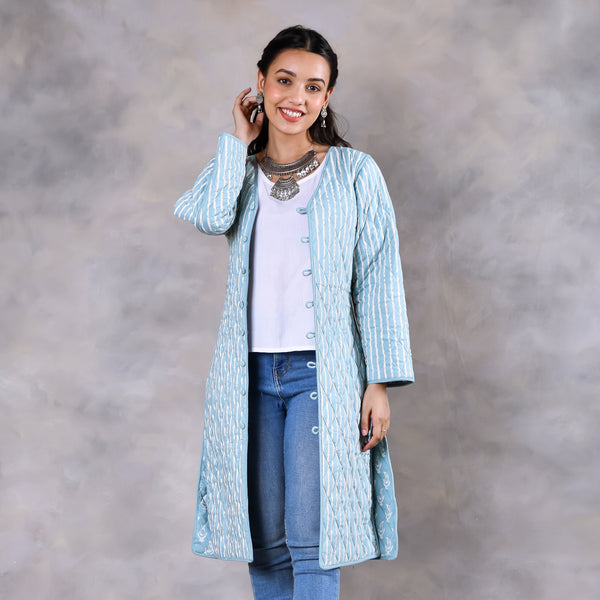 Snowdrop Powder Blue Reversible Quilted Jacket