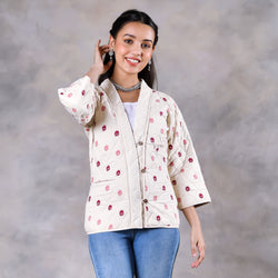 Gulmohar Off White Quilted Jacket