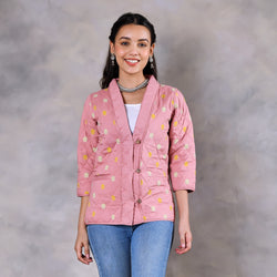 Gulmohar Baby Pink Quilted Jacket