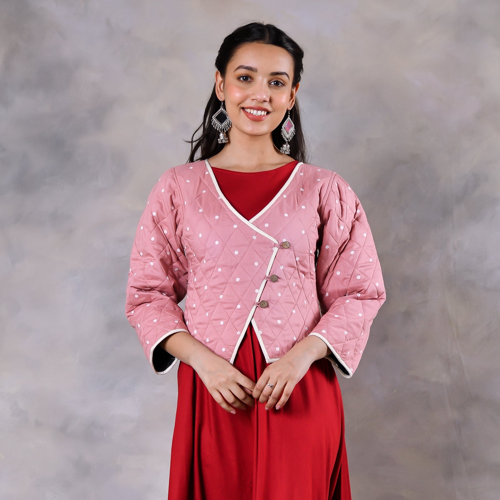 Buy Mimosa Baby Pink Quilted Jacket | Rustorange