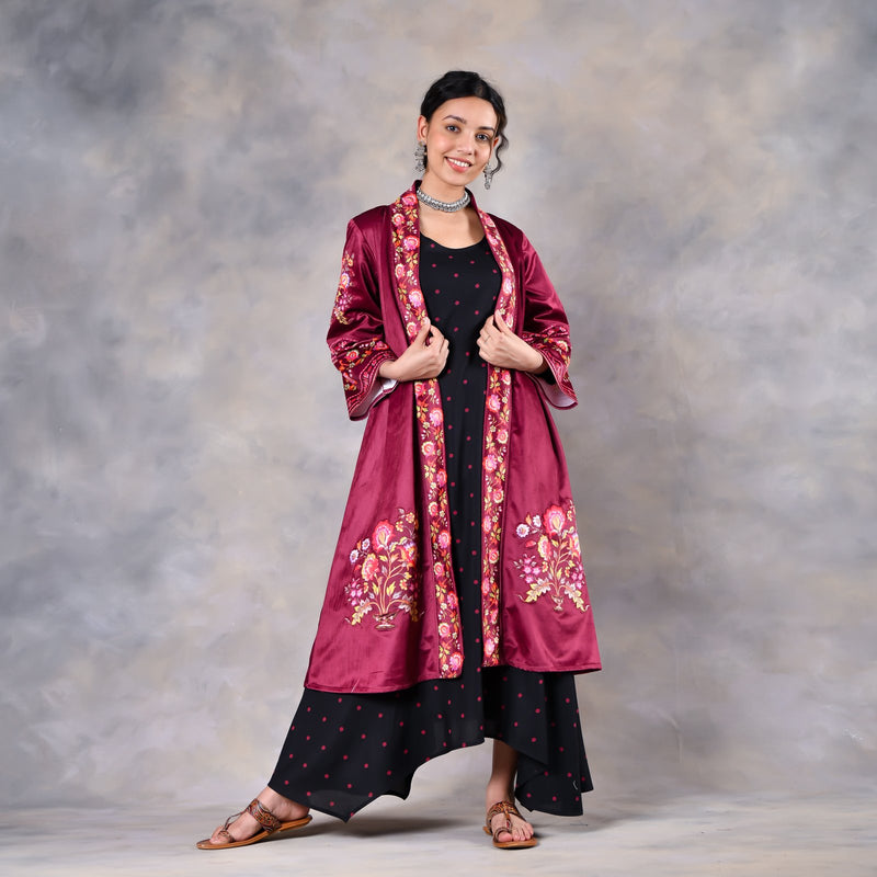 Maroon Velvet Shrug