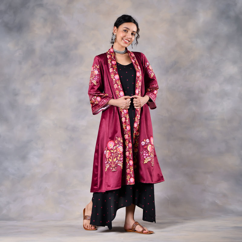 Maroon Velvet Shrug