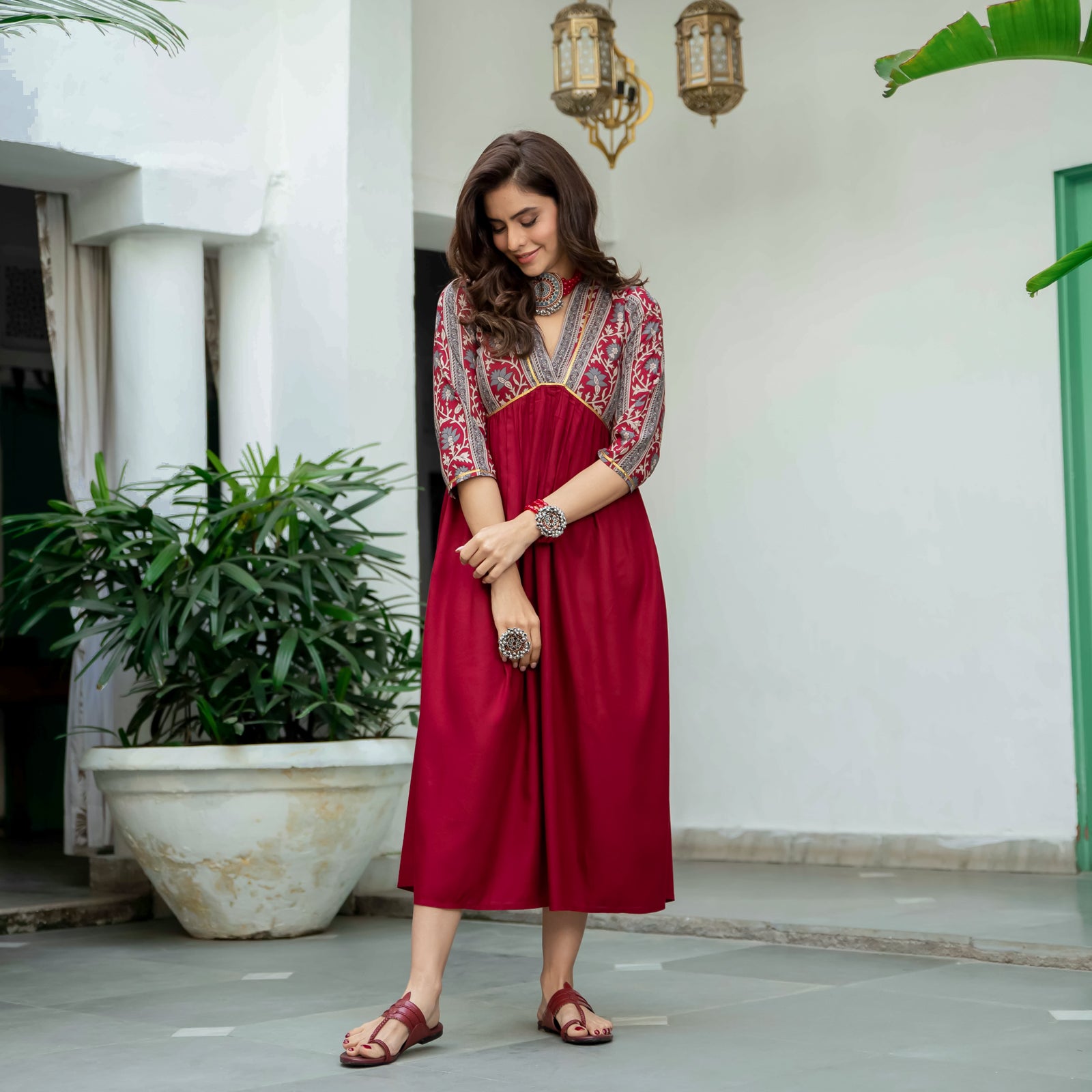 alia cutting dress Buy Maroon V Neck Alia Cut Dress
