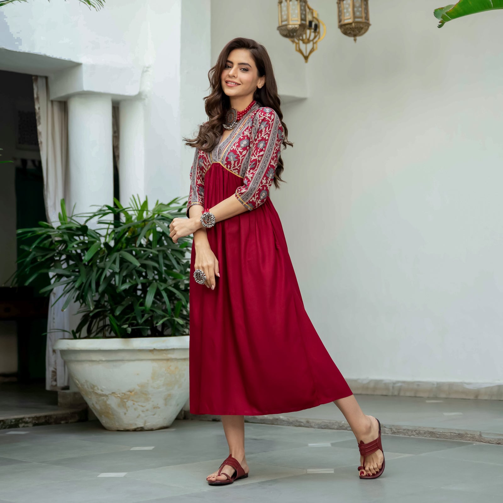 alia cutting dress Buy Maroon V Neck Alia Cut Dress