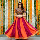 Maroon & Rust Polka & Jaal Festive Lehenga Crop Top Set
